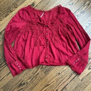 Free People Forevermore Long Sleeve Top in Rubies Size Large